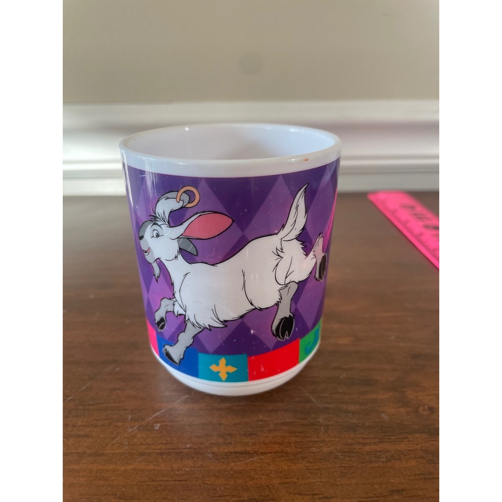Vintage Disney Hunchback of Notre Dame Djali Goat Plastic Cup Tumbler Purple